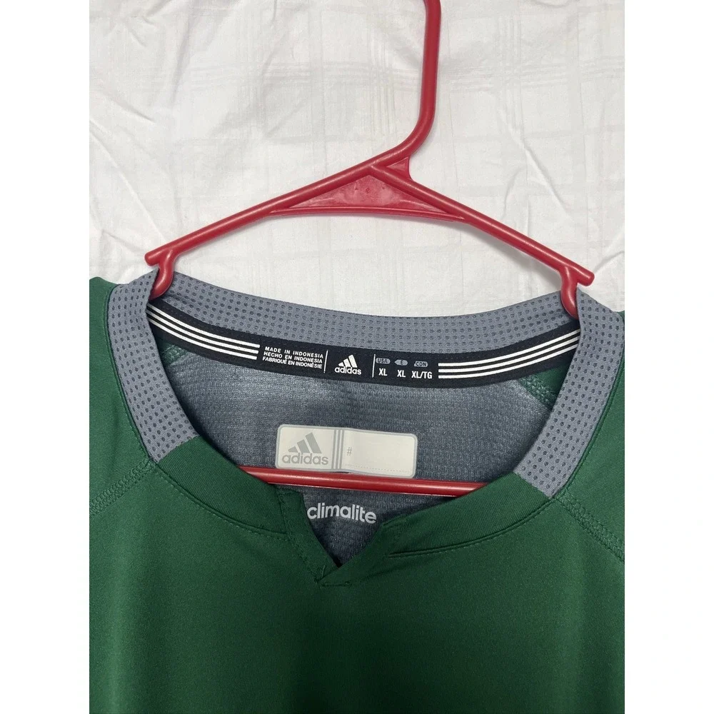 Adidas Climalite Baseball Shirt Mens XL Green Gray Raglan 3/4 Sleeve